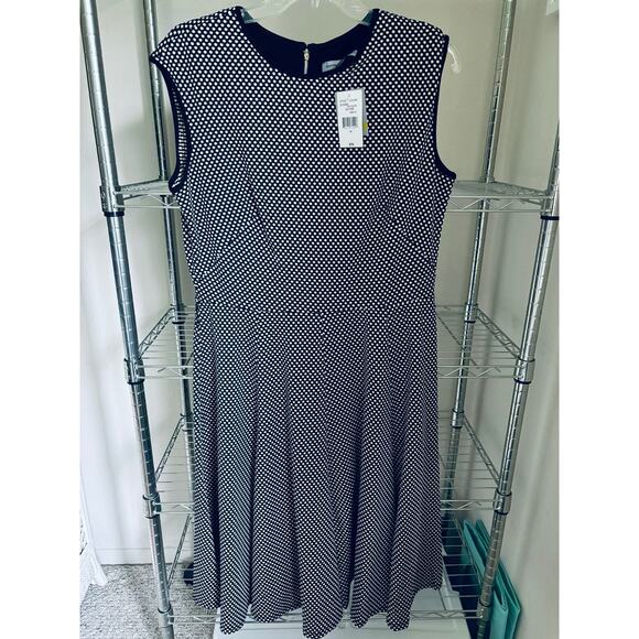 Danny and Nicole Black and Taupe Polka Dot Knit Dress Size 14 NWTs - Picture 1 of 4